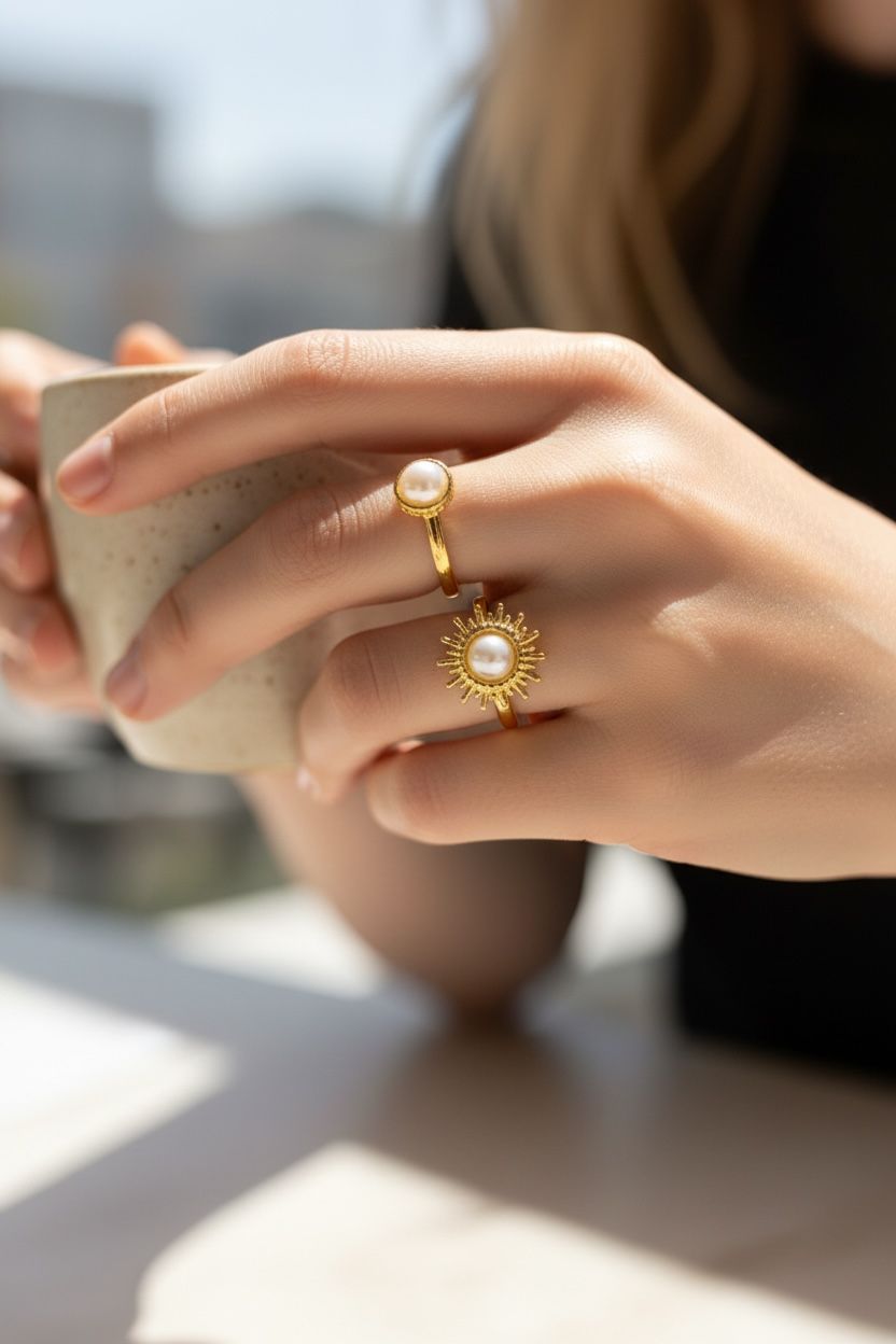 Sleek Pearl rings
